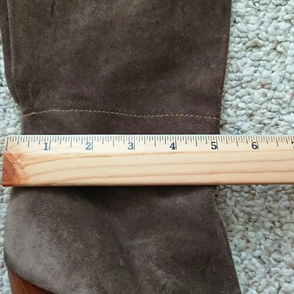 Joie brown knee high leather pull on boots wood block heel size 36.5